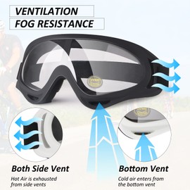 Gafas de motocicleta para niños, paquete de 2 gafas de motocross para motocross, todoterreno, carreras para niños, gafas antirayos UV, polvo, airsoft, para hombres, mujeres, jóvenes y adultos (blanco + marco negro / lente transparente)