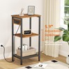 Creso hom Tall End Table with Charging Station, 3 Tier