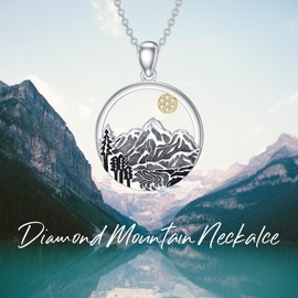 Diamond Mountains Nature Necklace for Women 925 Sterling Silver Sun Mountains Range Pendant Necklace Christmas Jewelry Gifts Nature Lovers and Climbers