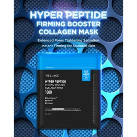 WELLAGE Hyper Peptide Firming Booster Collagen Hydrogel Face Sheet Mask -Face Overnight Mask for Pore Tightening & Elasticity Improvement - Korean Skincare, 5 Sheets