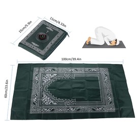 Hitopin Travel Prayer Mat with Compass Pocket Sized Carry Bag and Attached Compass Praying Rug Portable Nylon Waterproof Material Easy Carry Pocket Praying Mat 60 * 100cm