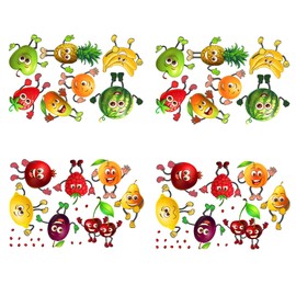 4 x Wall Stickers Kitchen Fruit Funny Fruit Wall Stickers Fridge Stickers Watermelon, Banana, Pineapple, Mango and Lemon Kitchen Dining Room Fridge Cabinet Wall Decoration