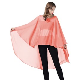 BEAUTELICATE Stole Women's Chiffon Scarf Wrap Cape Elegant for Festive Wedding Wedding Dress Evening Dress, coral