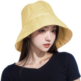 Sunrenin Women's UV Protection Hat, Cotton, Linen, Sweat Absorbent, Quick Drying, Size Adjustable, Wide Brim Hat, Small Face Effect, Sunburn Protection, UV Protection, Cool to Touch, Full Light