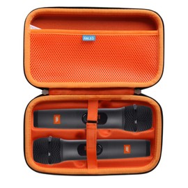 Anleo Hard Travel Case for JBL Wireless Two Microphone System with Dual-Channel Receiver (Black+Inner Orange)