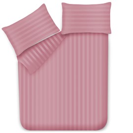 Lazzaro Satin Stripe Double Duvet Set - Premium Hotel Quality Quilt Cover Double Bedding Set 3 Pcs - Hypoallergenic Ultra Soft Double Duvet Cover With Zipper Closure