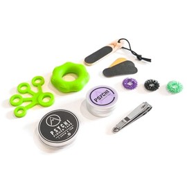Psychi Climbing Finger Care and Rehab Kit – Injury Prevention & Recovery Set for Climbers & Boulderers – Finger Strengtheners, Balm, Tape, Coil, Skin File, Nail Clippers (Original, Large)