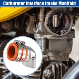 ACROPIX 1.3" Intake ID Orange Motorcycle Carburetor Interface Intake Manifold Inlet Pipe for GY6-125 150 with Base - Pack of 2