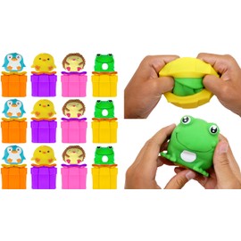 JA-RU Squish Outs Animal Squishy Toys (12 Toys Assorted) Squeeze Pop Up Toy for Kids. Stress Relief Autism Sensory Toys. Quiet Fidgets for Classroom & Easter Basket Stuffers. 4415-12s