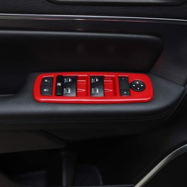 JeCar Window Lift Switch Cover Interior Button Trim Kit for Jeep Grand Cherokee 2011-2020 & Jeep Cherokee 2014-2020, Red