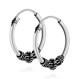 NKlaus Pair of 925 Sterling Silver Celtic Gothic Creole Earrings 16 mm 7245, Sterling Silver