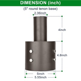 5 Inch Round Pole Bracket Tenon Adapter, Pole Top Mount，Tenon Pole Bracket for Slip Fit Mounting, Parking Lot Light, LED Shoebox Light