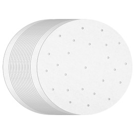 100 Pack Juvale Round Air Fryer Liners with Holes for Air Fryer Basket, Dumpling Paper, 10 Inch Perforated Liner Sheets Compatible with Bamboo Steamer for Baking (White)