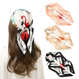 STARWHISPER 27" Square Head Scarf for Women Silk Feeling Satin Scarf Women Fashion Silk Scarf for Wrapping Hair(Flamingo3)