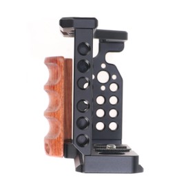 Hersmay ZVE10 Camera Cage with Wooden Side Handle Cage Rig Accessories for Sony ZV-E10 DSLR Camera, RSY-AF443