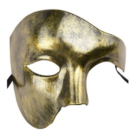 Lilwemen Mens Mask Masquerade Mask Phantom of The Opera Half Face Mask (Gold)