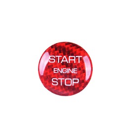 HIBEYO Car Start-Stop Button Sticker Fits Land Rover Discovery Range Rover Evoque Velar Ignition Switch Push Button One Button Start Button Engine Start Button Cover Accessories Carbon Fibre Red