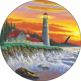 Tire Cover Central Lighthouse Guiding Lights Wheel Spare Tire Cover(Custom Made to Your tire Size-See menu)