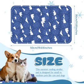 Nuanchu Dog Stroller Cooling Mat Waterproof Outdoor Pet Cooling Mat 11.81 x 19.69 Inch Washable Summer Cat Sleeping Blanket for Small Medium Pet Stroller(Royal Blue Bear)