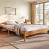 LINSY Wood Bed Frame Full Platform Bed, Retractable Bedframe with