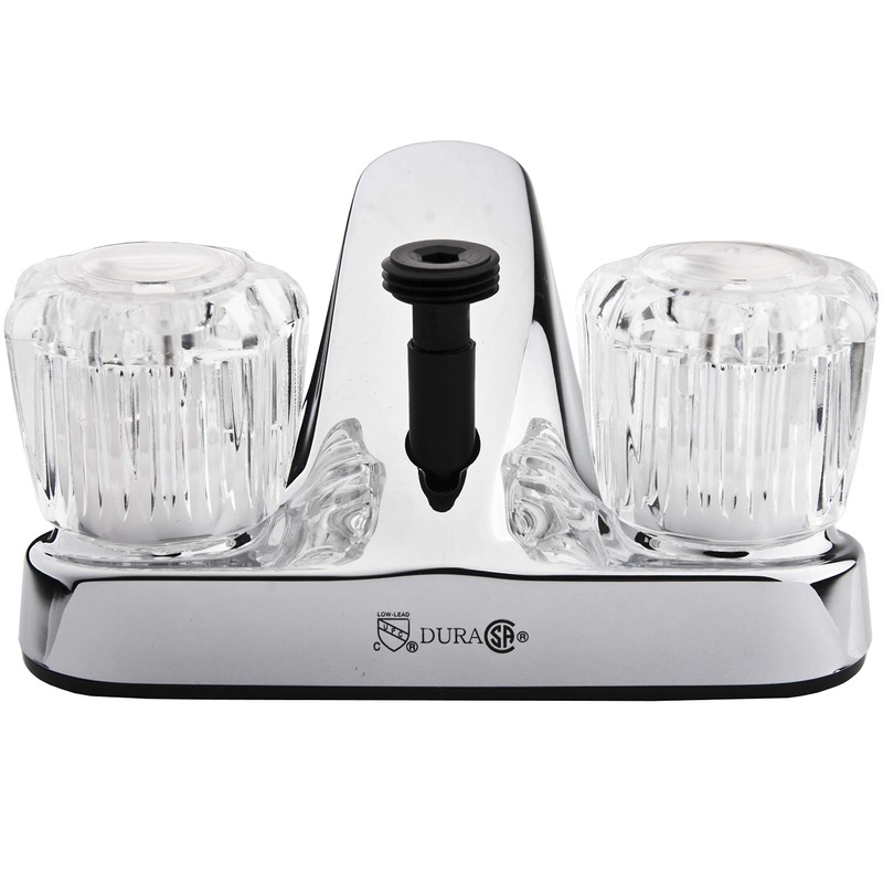 Dura Faucet DF-PL720A-CP RV Bathroom Faucet with Crystal Acrylic Knobs