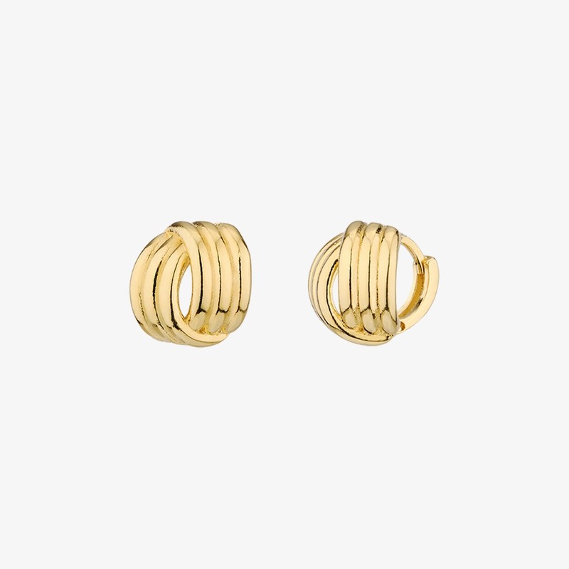 Gold&Deer 14K Goldfield Knit Twisted One-Touch Earrings White Gold /