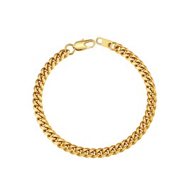 Supcare Men's Bracelet Gold, Stainless Steel Strong Link Bracelets Cuban Chain 6mm, Minimal Bracelets for Him - 19cm