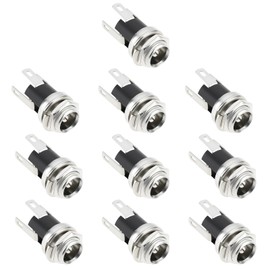 Create idea 10pcs 5.5mm x 2.5mm Female DC Power Socket 3Pin Chassis Mount Solder Connector for 12V CCTV PSU