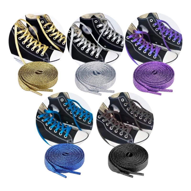Agujetas Planas Glitter Cordones Zapato Tenis Brillo 5 Pares