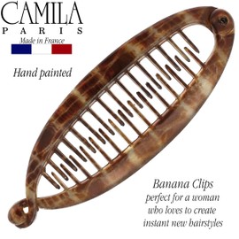 Camila Paris CP3878 4.5 inch French Banana Clip Hair Comb Classic Girls Updo Flexible Ponytail Holder Interlocking Banana Combs, Fashion Durable Styling Hair Accessories for Women, Made in France