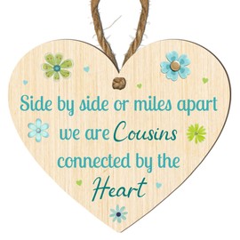 Cousins Plaque – "Side by Side or Miles Apart, We Are Cousins Connected by the Heart" – Beautiful Floral Design, MDF Indoor Decor Gift for Cousins – Celebrating the Bond of Family Love and Friendship