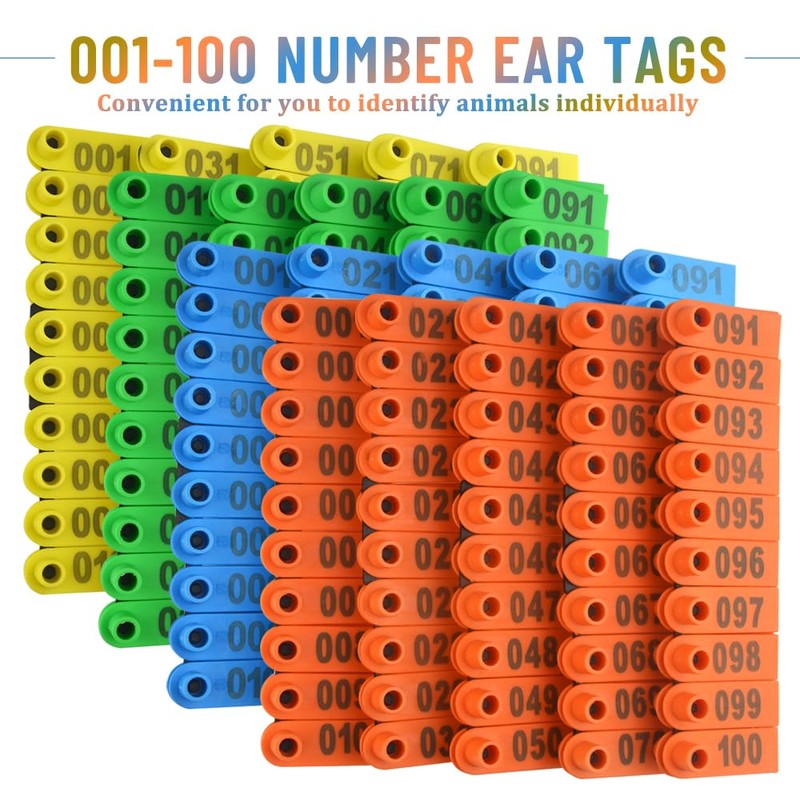 WMYCONGCONG 400 PCS 1-100 Plastic Livestock Ear Tag Animal Tag