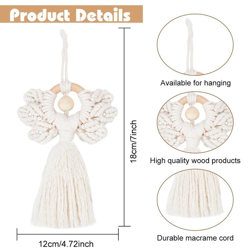 ORIGACH 3 Set DIY Angel Macrame Kit, Boho Macrame Angel