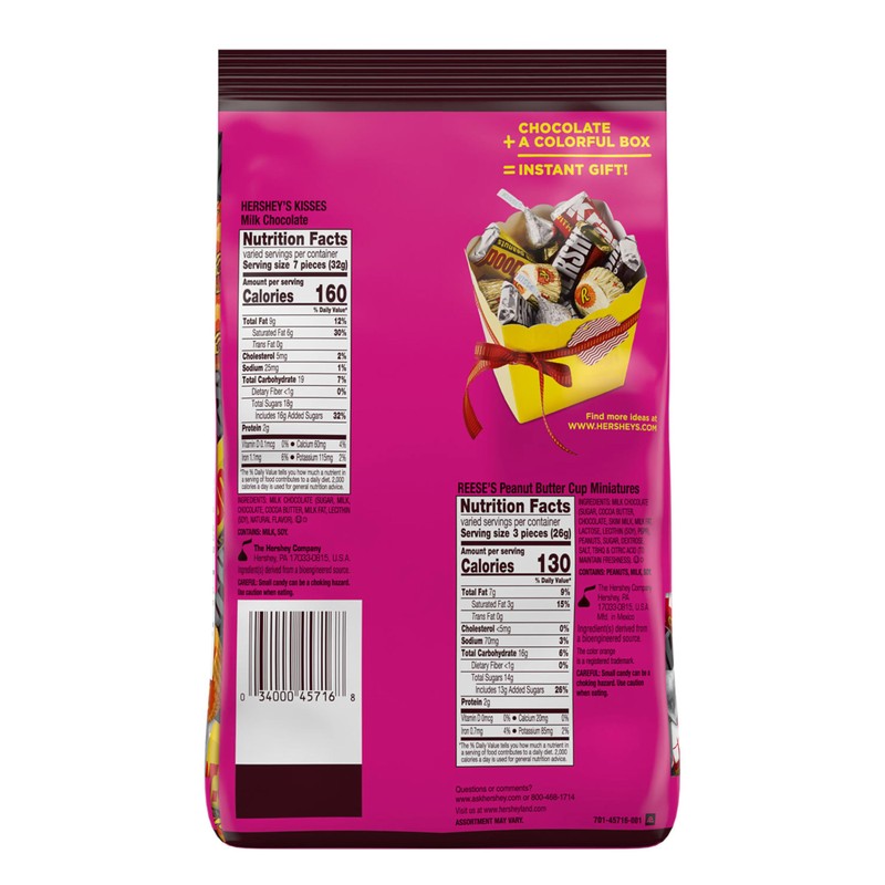 HERSHEY'S and REESE'S Miniatures Assorted Chocolate Candy Party Pack, 32.9