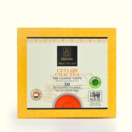 Ceylonzon Chai Tea Classic Taste 50 Individually Foil-Wrapped Tea Bags, Pure Ceylon Black Tea with Naturally Rich flavor & Spices, Spice Chai Latte Blend 80g