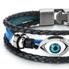 COOLSTEELANDBEYOND Three-Row Mens Women Tribal Evil Eye Bead Charm Black