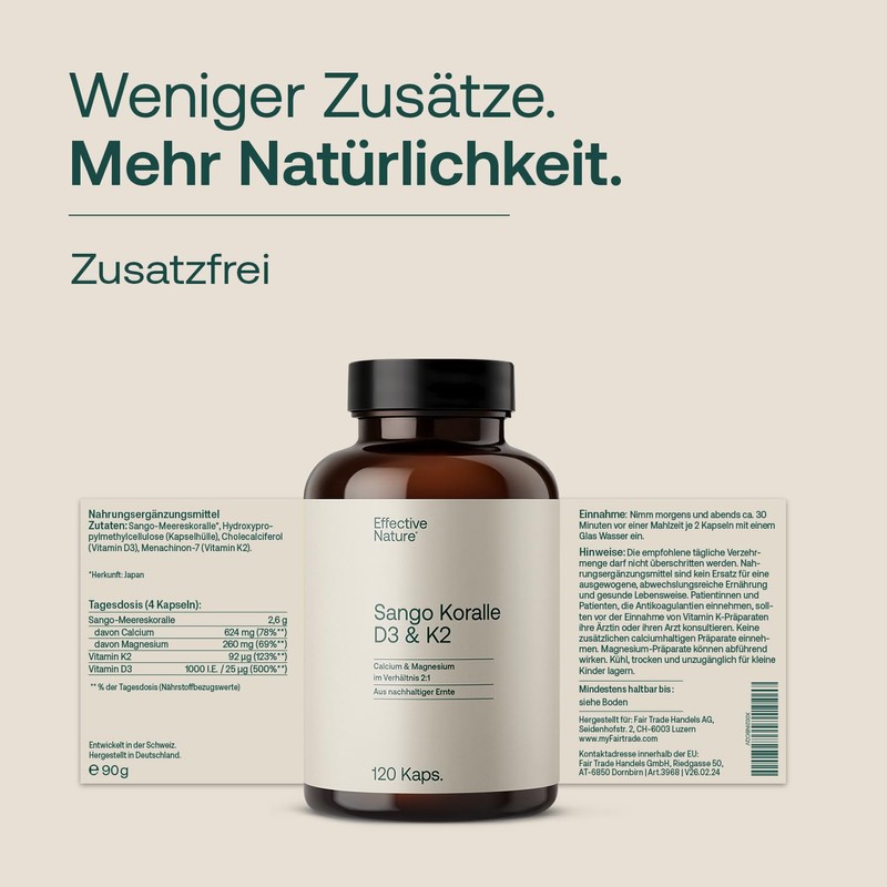 effective nature Sango Sea Coral + Vitamin D3 & K2-120