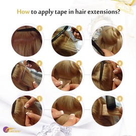 Moresoo Tape in Hair Extensions Human Hair #3/8/22 Brown to Chestnut Brown with Medium Blonde Seamless Hair Extensions Fashion 10 Pcs 25 Gram 20 Inch