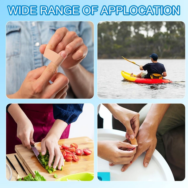 200 Pcs Bandages Variety Pack Assorted Sizes, Waterproof Adhesive Fingertip