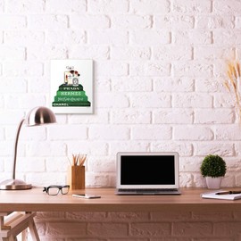 Stupell Industries Fashioner Makeup Bookstack Green Watercolor, Design by Artist Amanda Greenwood Wall Art, 10 x 15, Wood Plaque