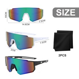 Pack of 2 Sports Sunglasses, Polarised Cycling Glasses, Windproof Cycling Glasses, Quick Glasses, Rave Quick Glasses, Cycling Glasses for Men and Women, UV400 Running Glasses for Outdoor Activities