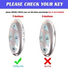 LORYVAN Key Fob Cover Fit for Hyundai with Diamond Heart Keychain for Women, Key Case Holder Compatible with Hyundai loniq 6 Grandeur GN7 KONA 2023 2024 Remote Key Protector, (7 Buttons-Black)