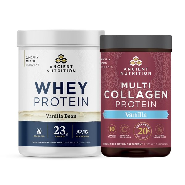 Ancient Nutrition Ancient Nutrition Grass-fed Whey Protein Powder, Vanilla Bean,