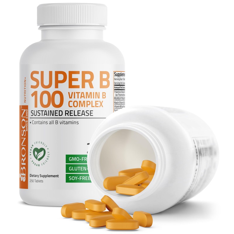 Bronson Super B 100 Vitamin B Complex Sustained Release Contains