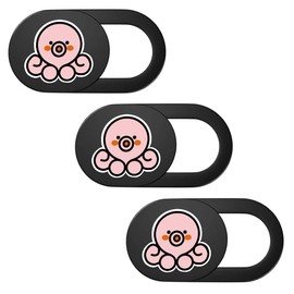 SIREG Webcam Cover Ultra Thin - Web Camera Cover fits Laptop,Tablet,PC,Computer, Smartphone, Protect Your Privacy and Security,Strong Adhesive (Octopus-Black & 3 Pack)