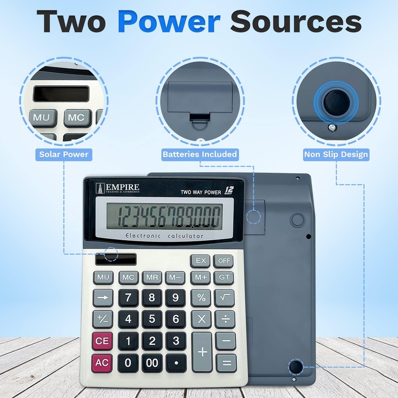 Empire Desk Calculator with Large Key Buttons,12 Digits Calculators Desktop,Desk
