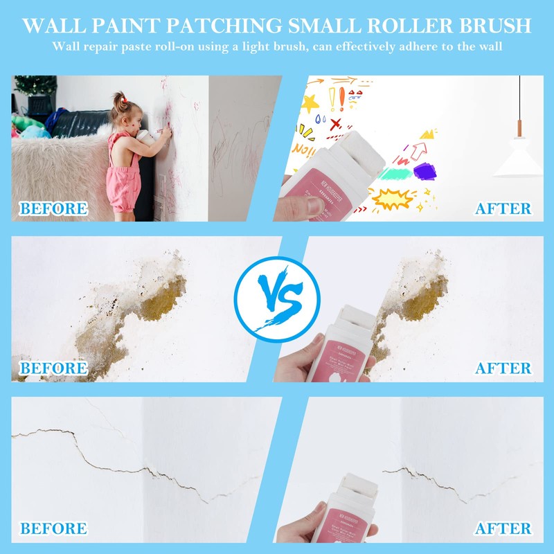 2Pcs Small Roller Wall Patching Brush, Roll On Spackle Wall