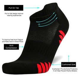 ONKE Men's Mesh Ventilating Comfort Fit Performance Tab Moisture Wicking Breathable No Show Running Socks 6 Pack