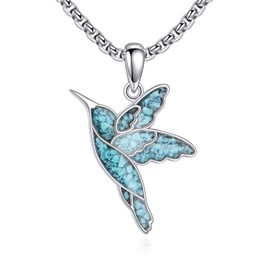 DAYLINLOVE Hummingbird Necklaces 925 Sterling Silver Hummingbird Turquoise Pendant Jewelry Gifts for Women Mom Birds Lovers