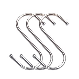 10-Pack S Shaped Hooks,Stainless Steel Metal Hangers for Home,Office,Work Shop (Silver, Medium)